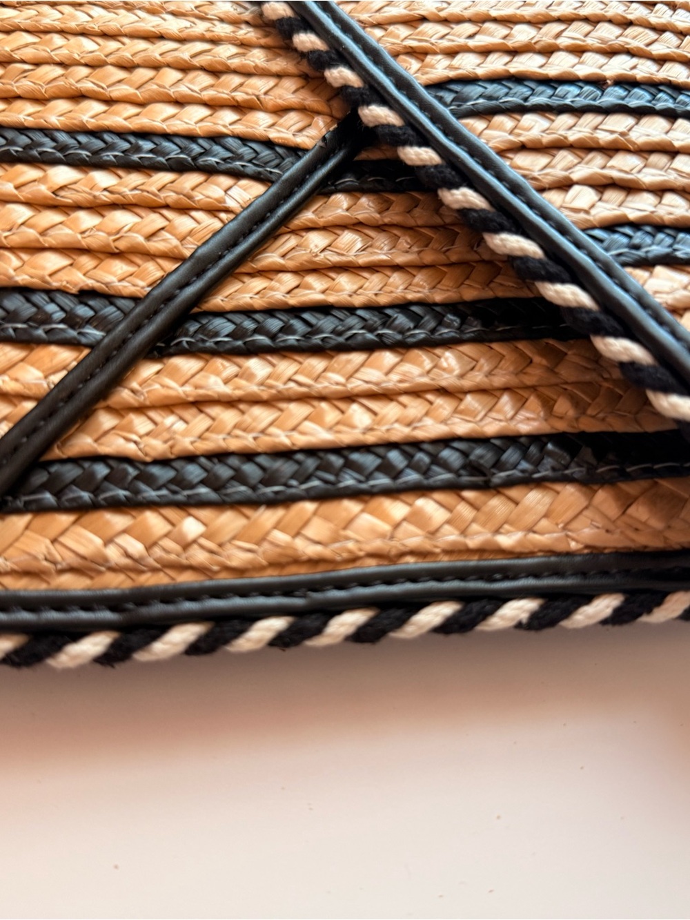 Rebecca Minkoff Natural Straw Clutch with Black Trim - Picture 8 of 8